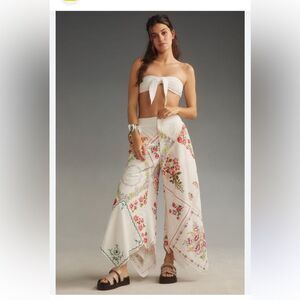 By Anthropologie size Small By Anthropologie Patchwork Linen Wide-Leg Crop Pants